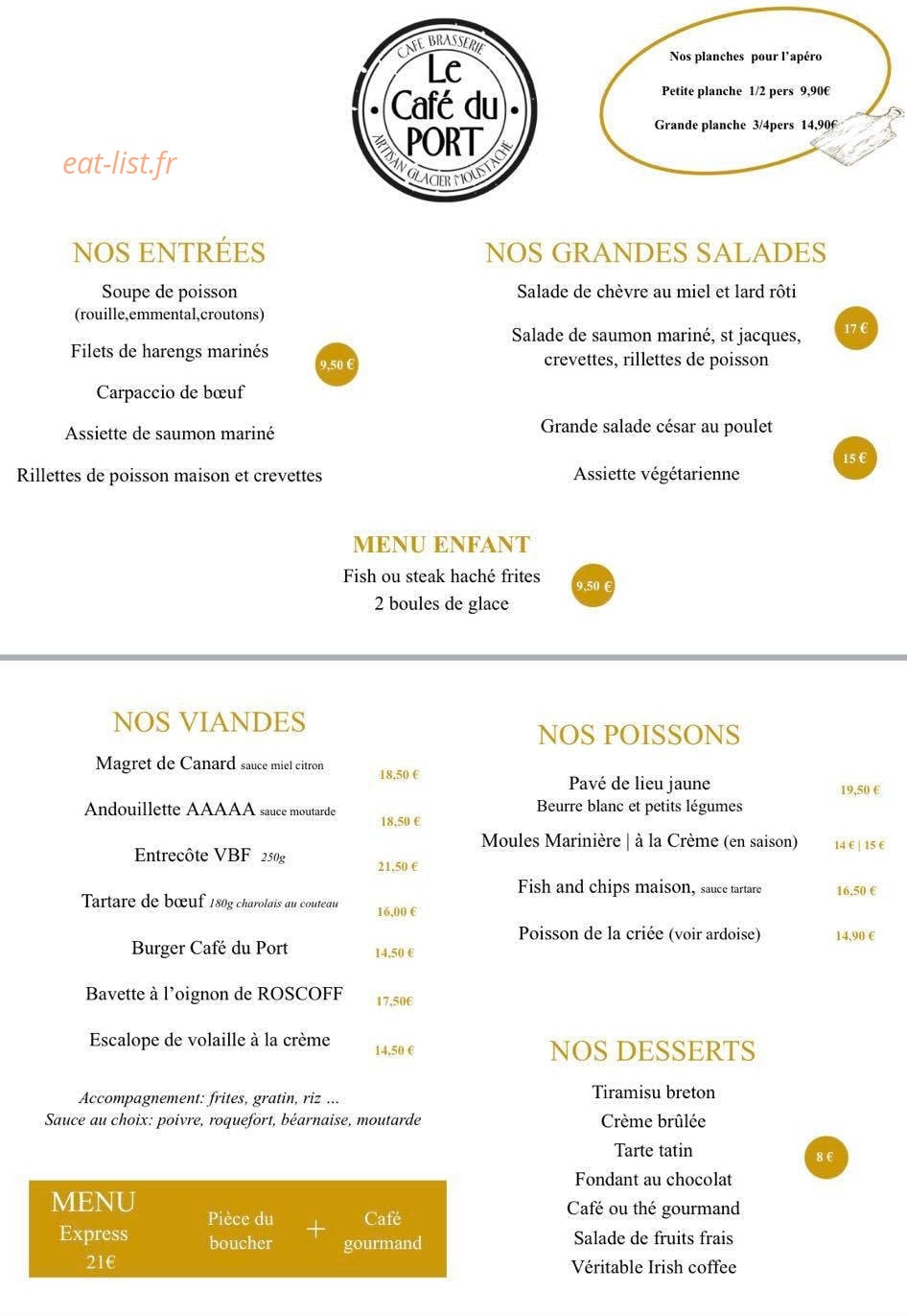 Le Café du Port — carte page 1