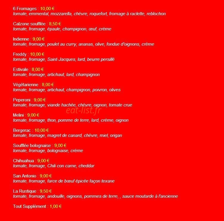 Taco Pizz' — carte page 2