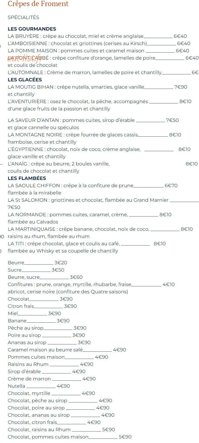 Auberge de la Crêpe — carte page 3