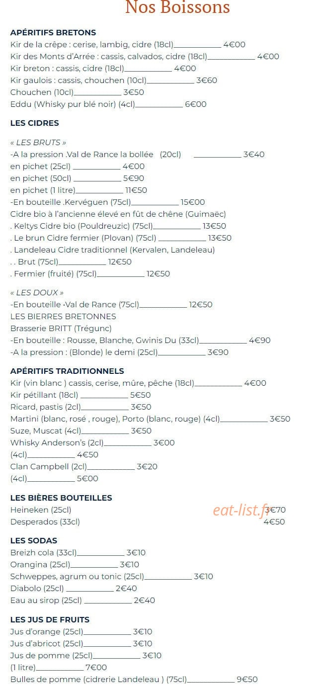 Auberge de la Crêpe — carte page 8