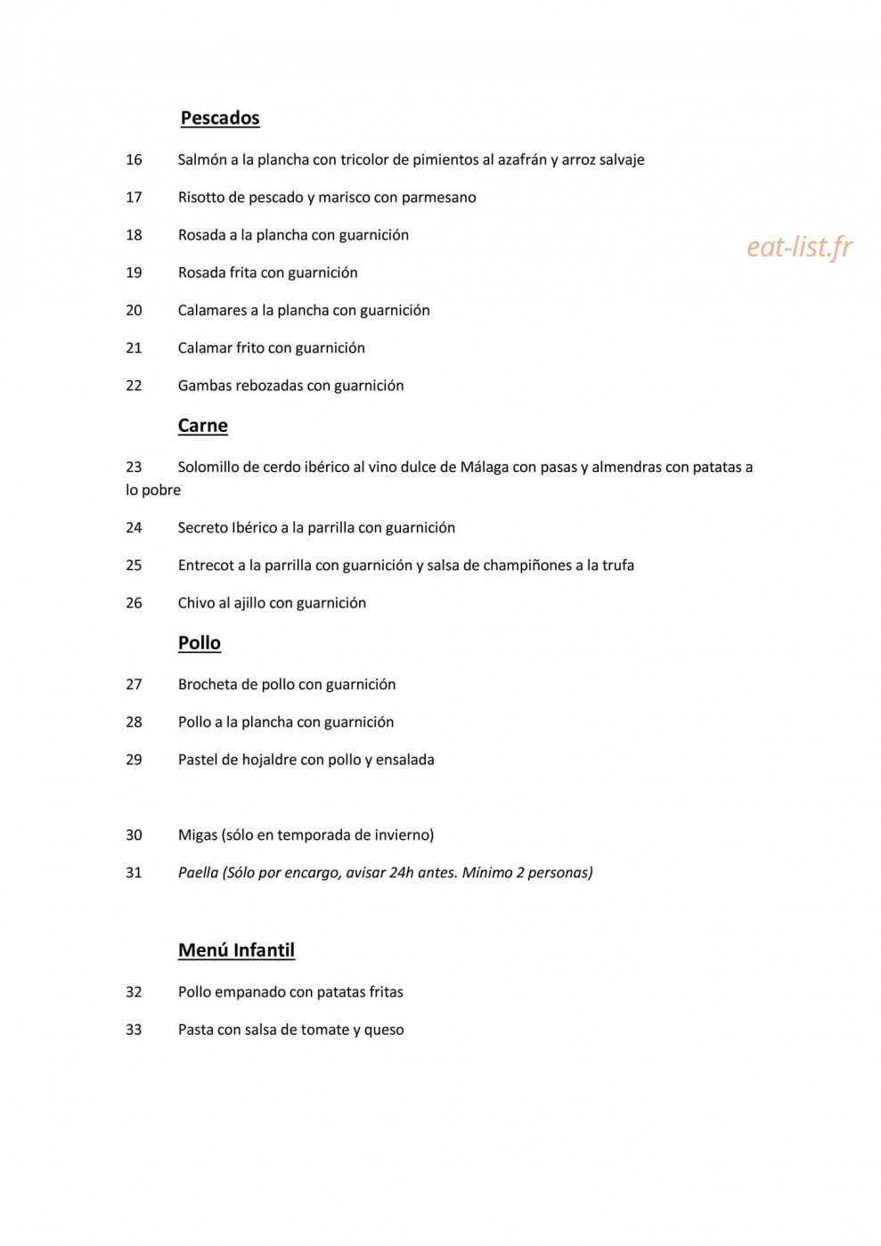 Finca Oasis las Palmeras — carte page 2
