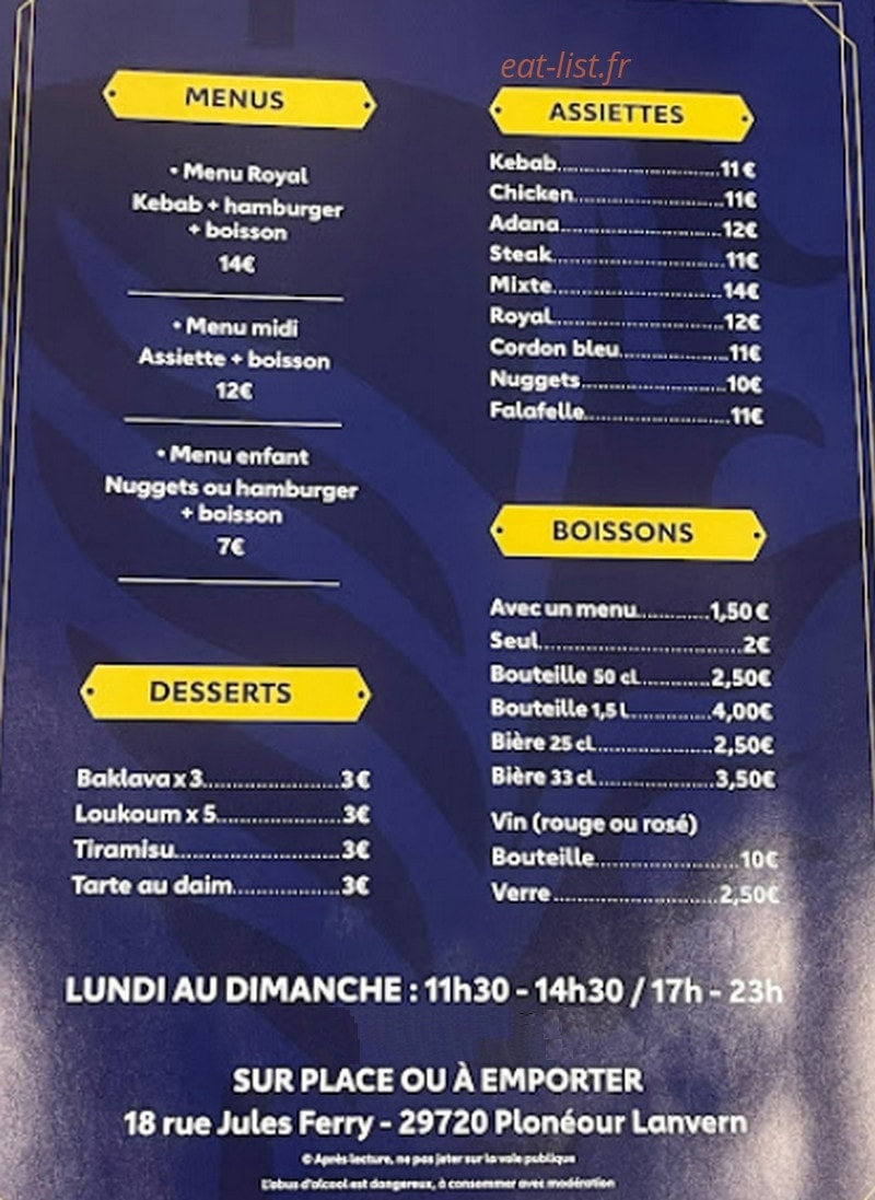 Ploneour Kebab — carte page 2