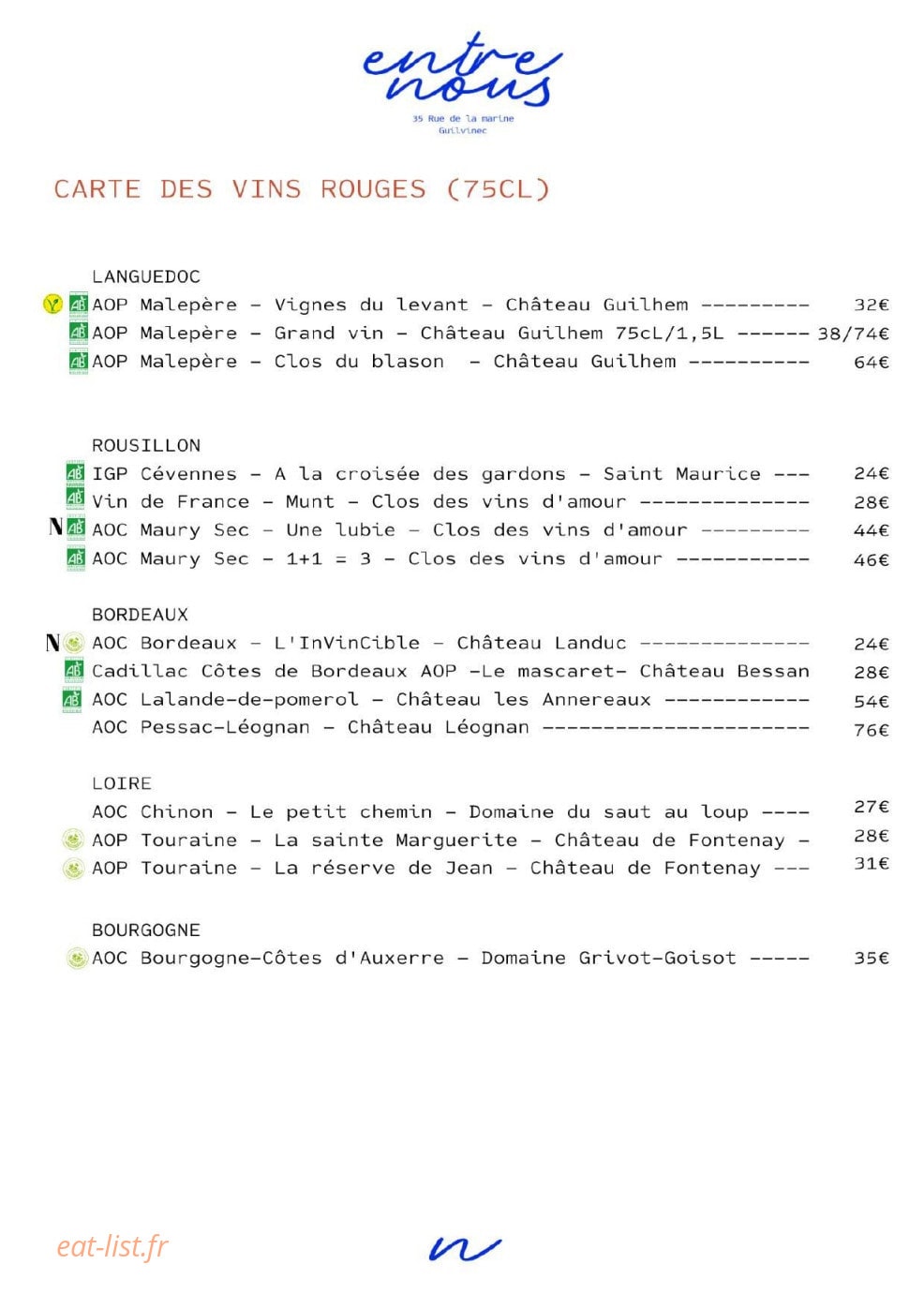 Entre Nous — carte page 9