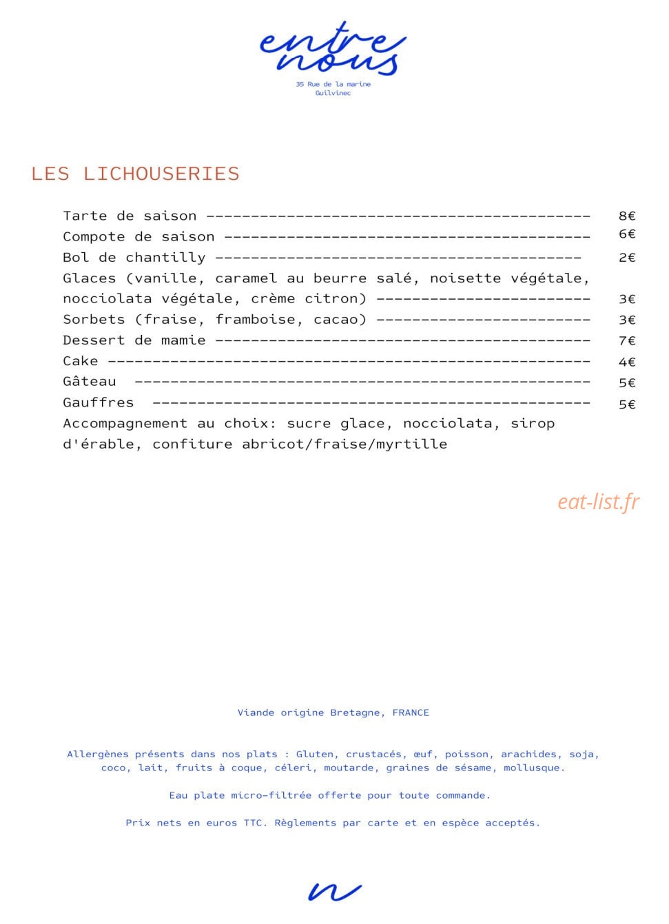 Entre Nous — carte page 3