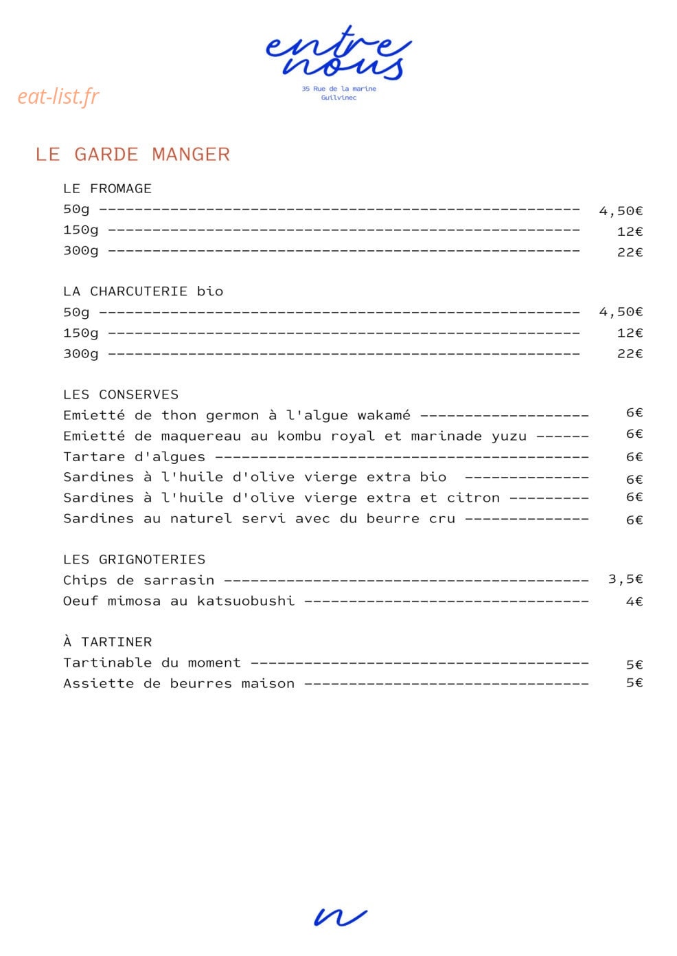 Entre Nous — carte page 1