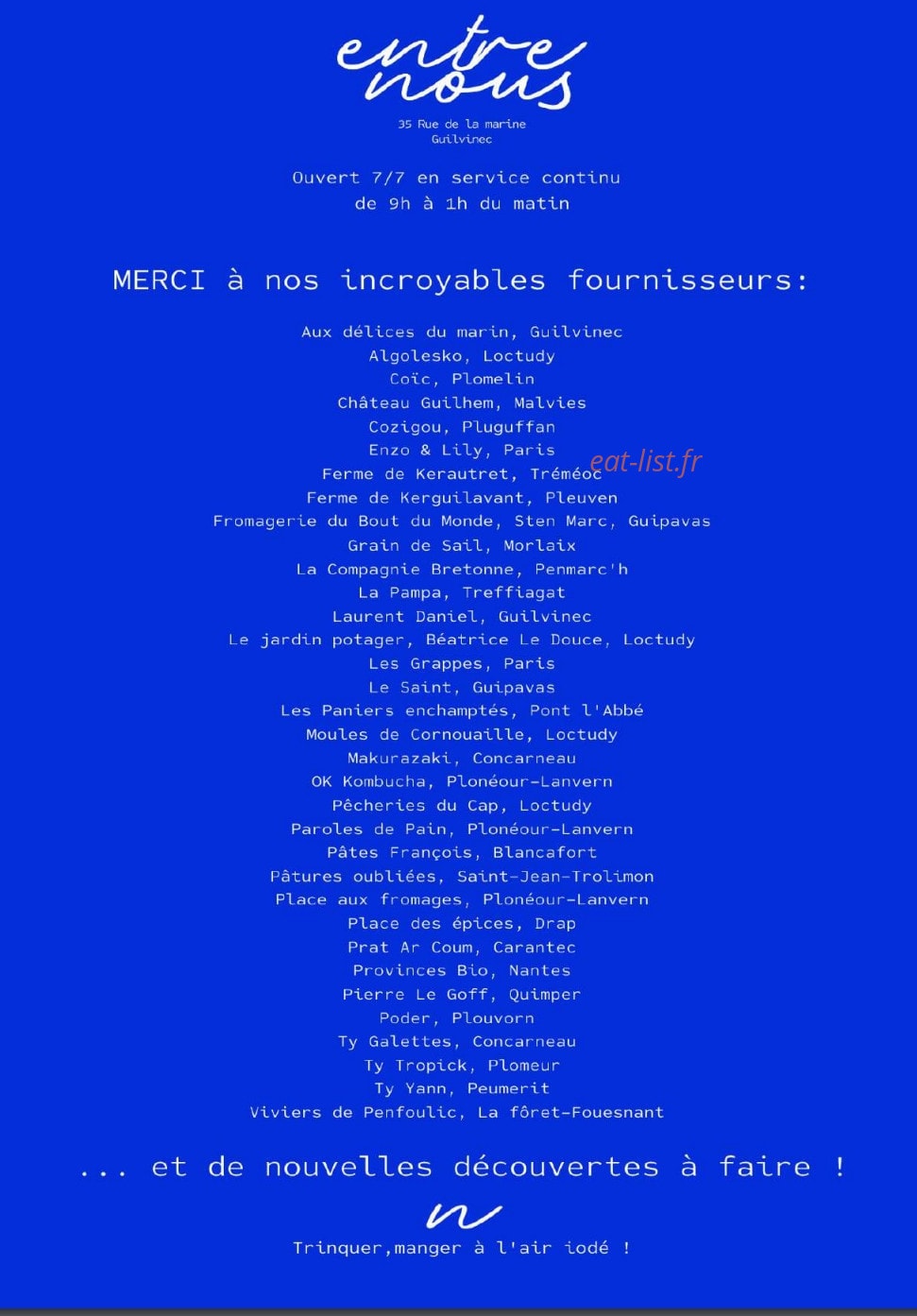 Entre Nous — carte page 11