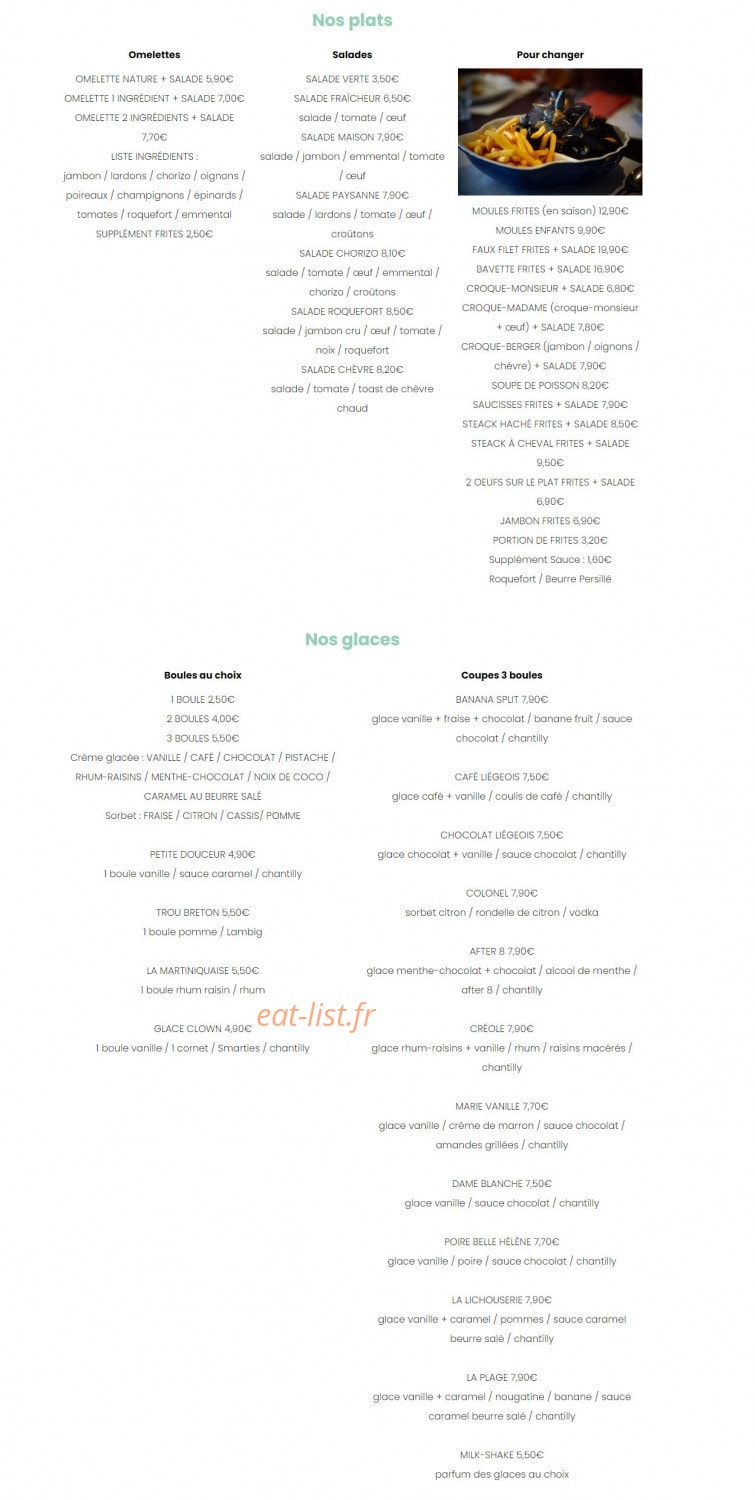 Crêperie de Lodonnec — carte page 2