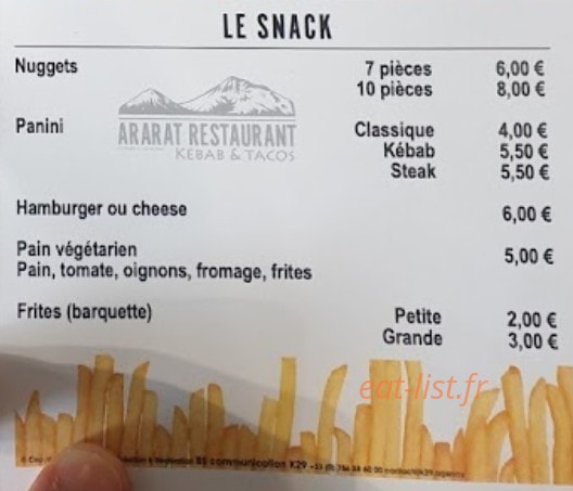 Ararat Kebab — carte page 3