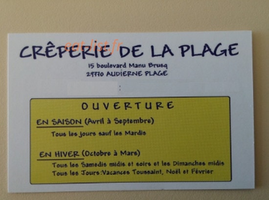 Crêperie de la Plage — carte page 1