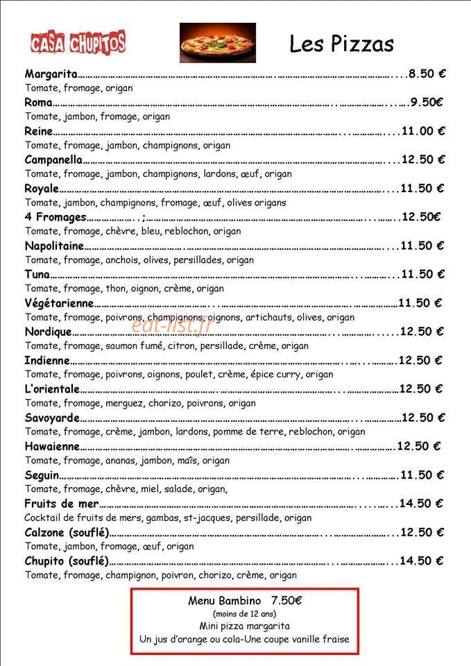 La Casa Chupito — carte page 1
