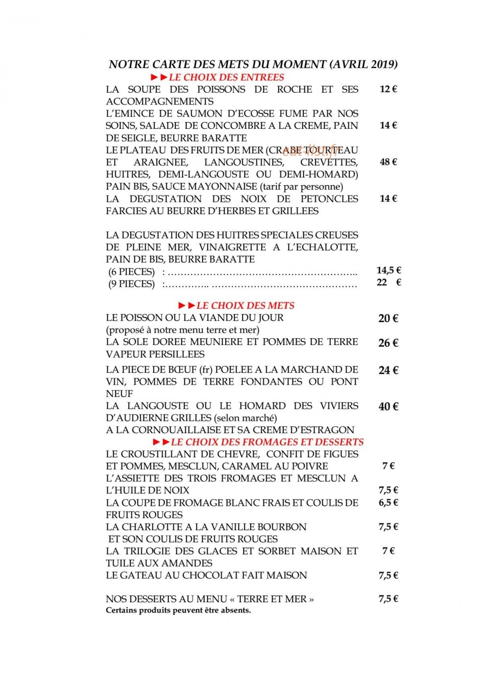La Plage — carte page 1