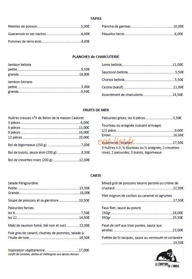 Le Comptoir de L'Iroise — carte page 1