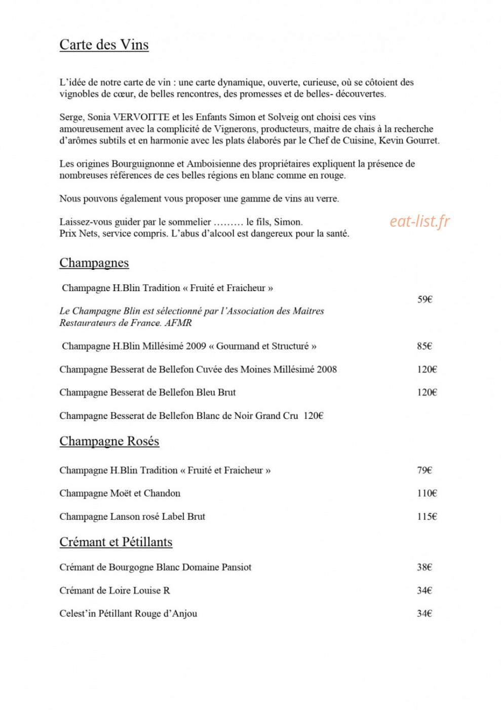 Restaurant Le Goyen — carte page 6