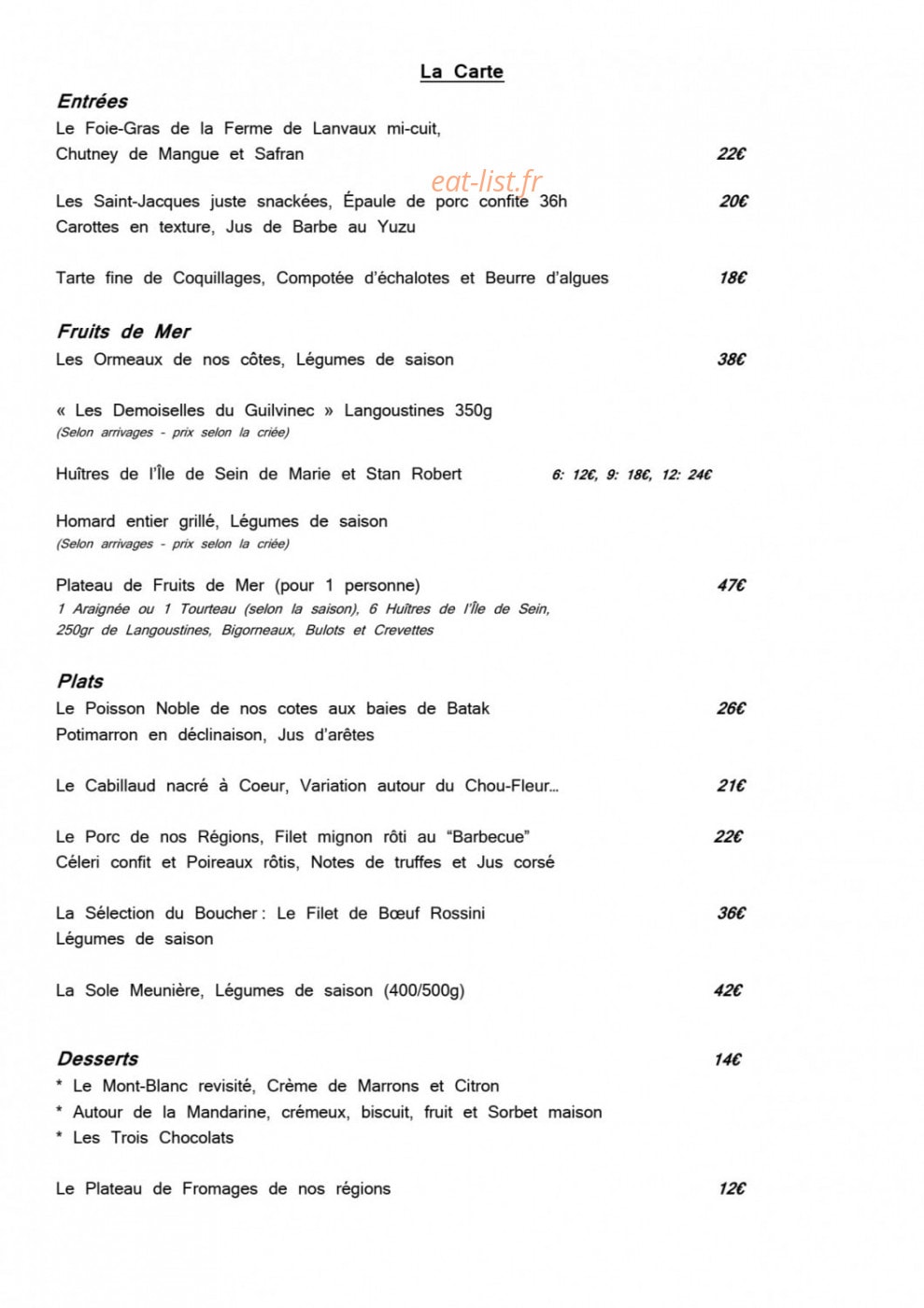 Restaurant Le Goyen — carte page 5