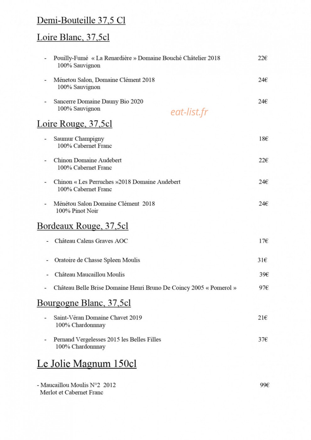Restaurant Le Goyen — carte page 19