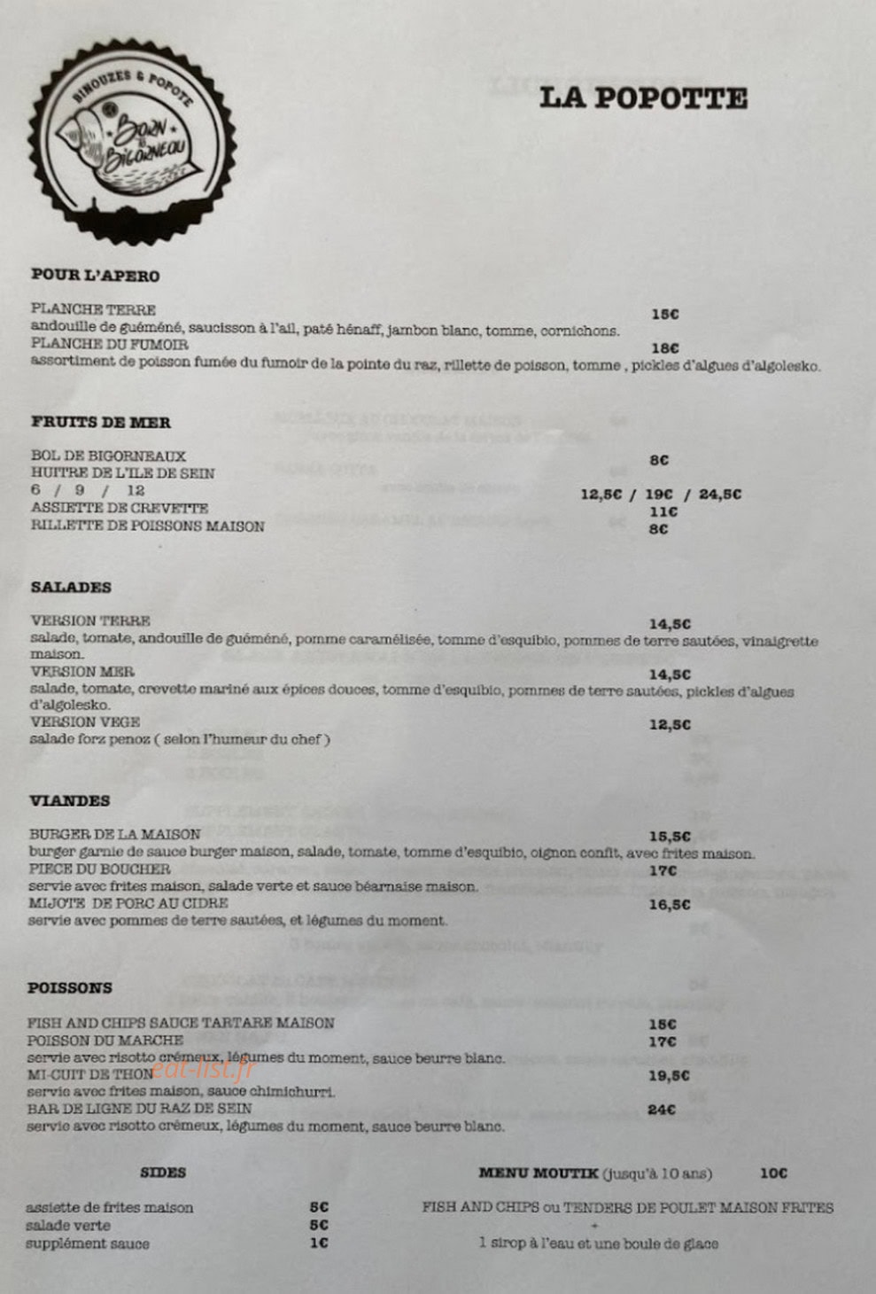 Born to Bigorneau — carte page 2