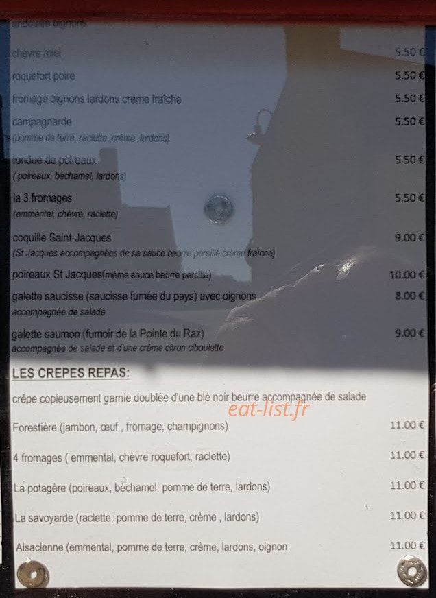 Crêperie du cap — carte page 1