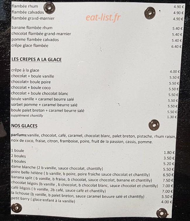 Crêperie du cap — carte page 4