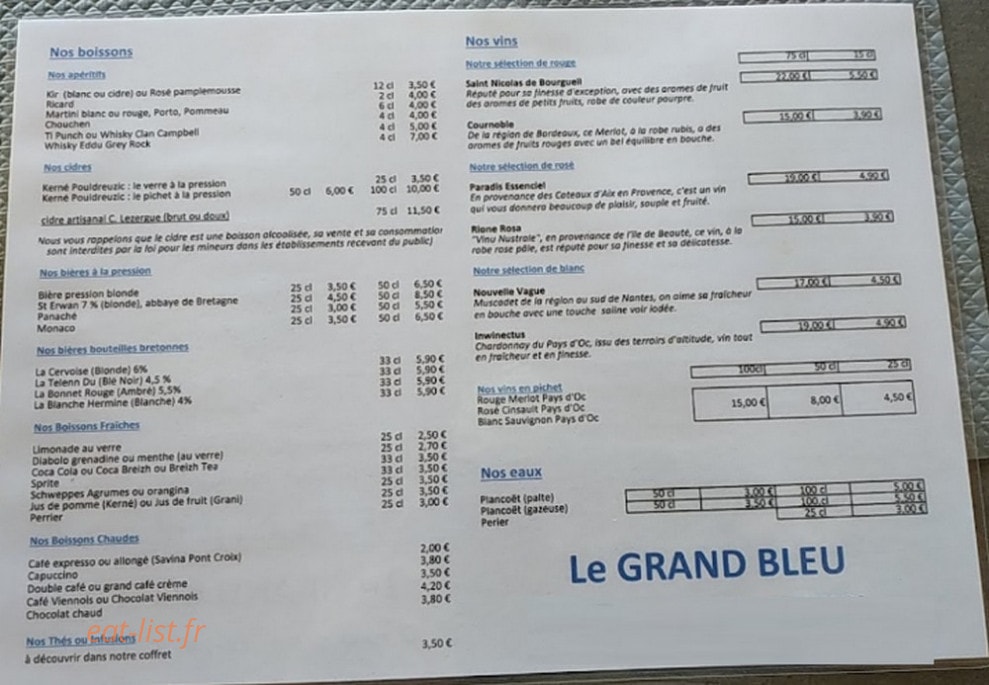 Le Grand Bleu — carte page 1