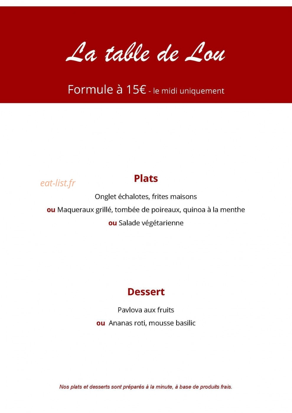 La Table de Lou — carte page 1