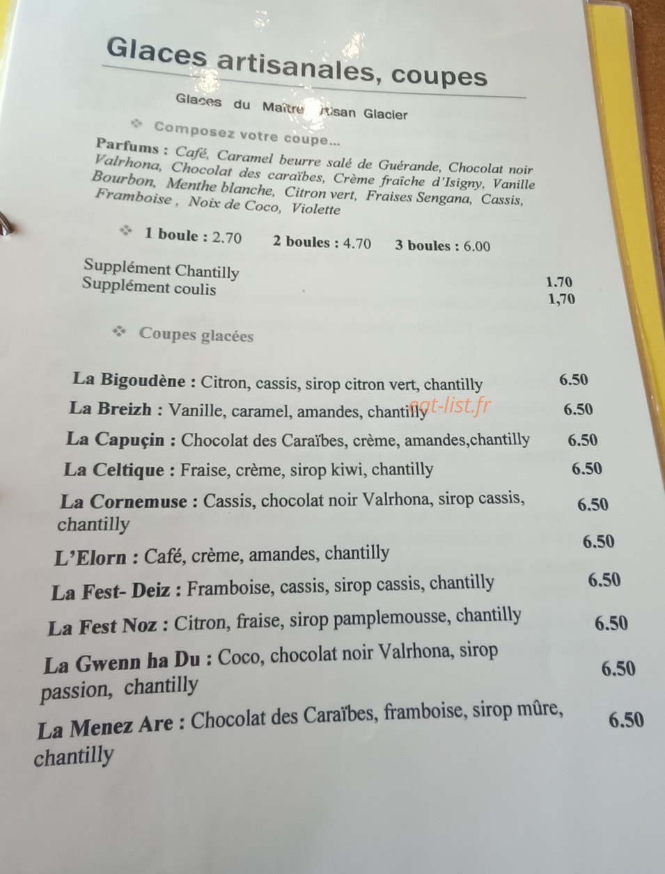 Art et Gourmandise — carte page 4