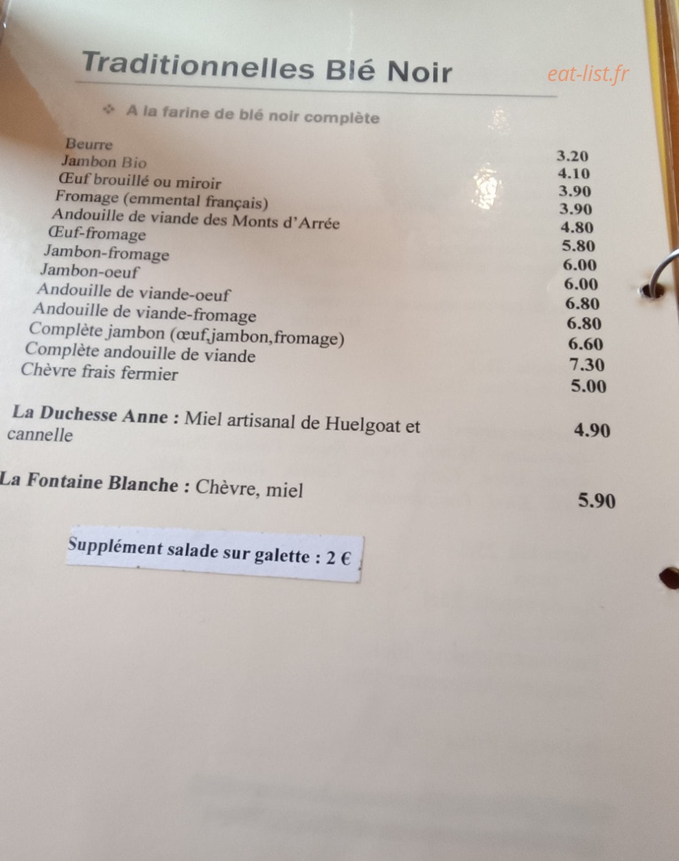 Art et Gourmandise — carte page 1