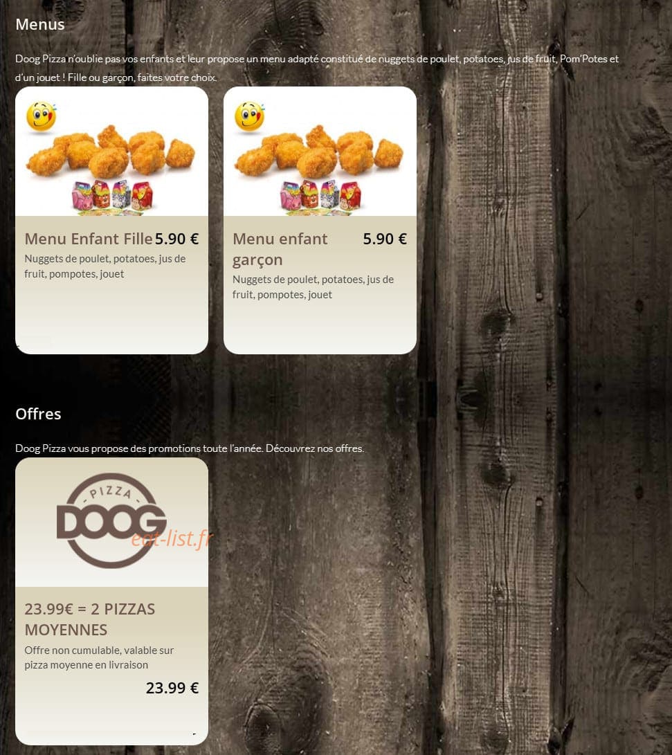 Doog Pizza — carte page 9