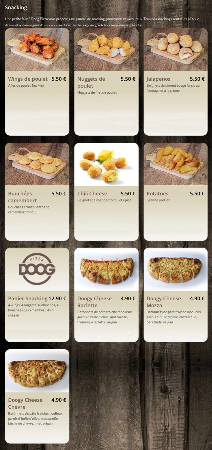 Doog Pizza — carte page 3
