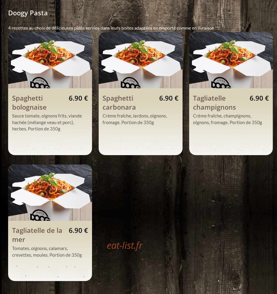 Doog Pizza — carte page 4