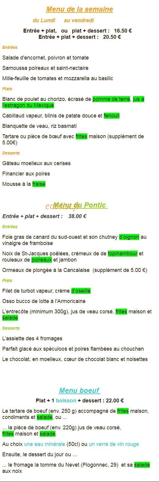 Le Clos du Pontic — carte page 1
