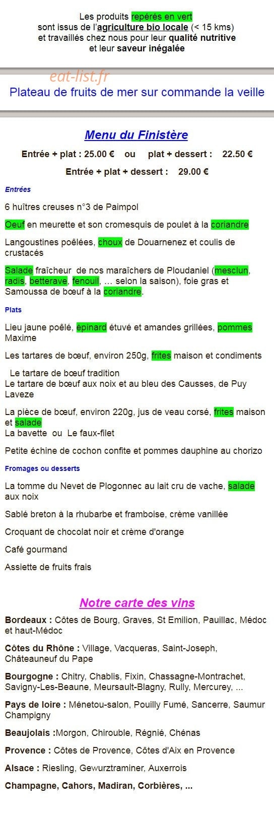 Le Clos du Pontic — carte page 2
