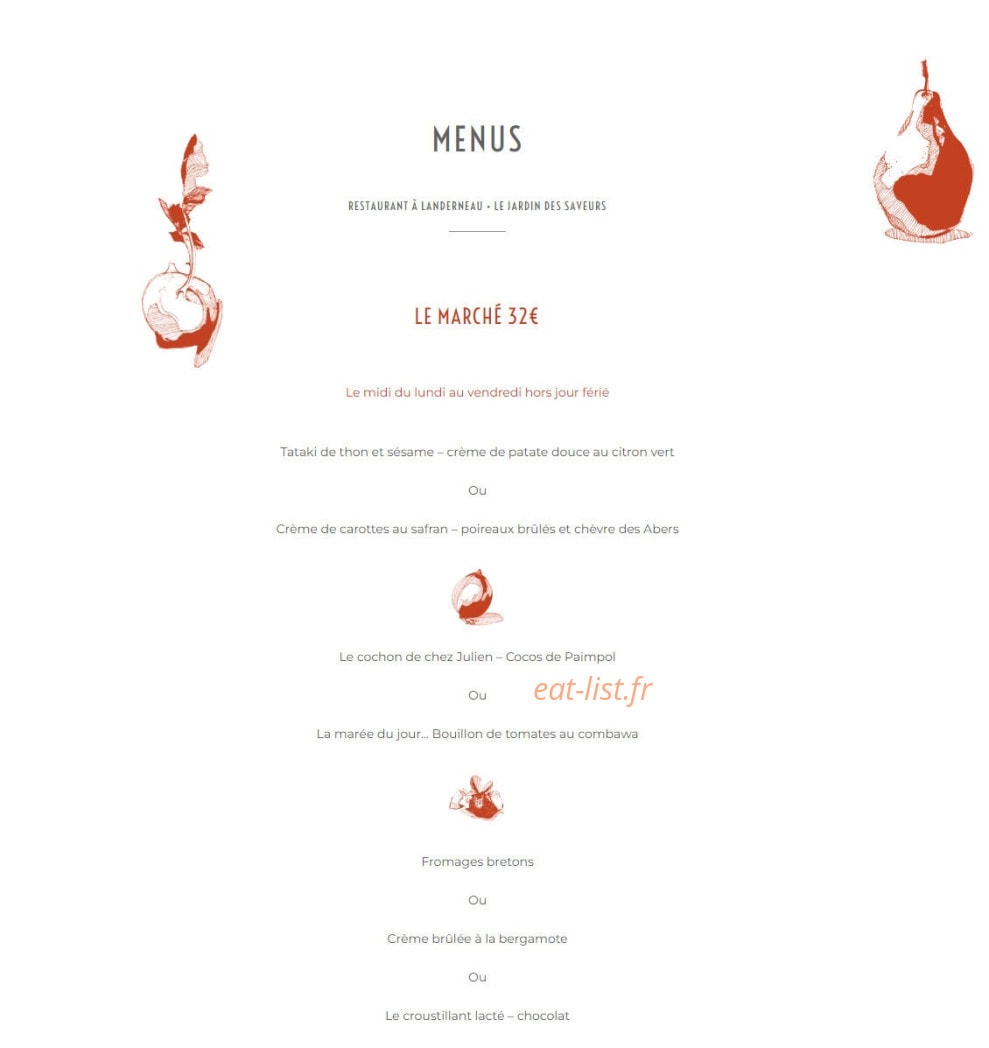 Le Jardin des Saveurs — carte page 1