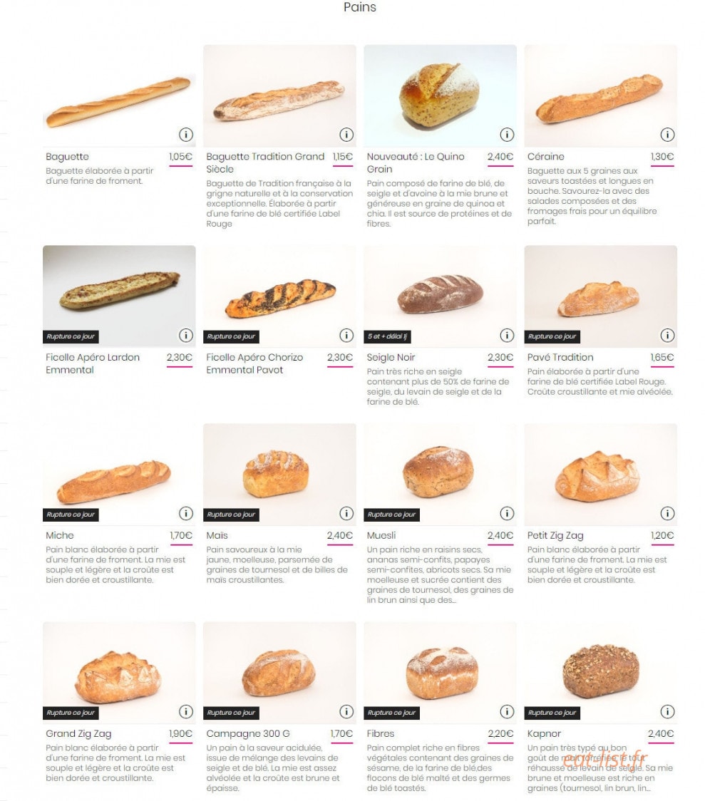 Pain, Beurre & Gourmandises — carte page 2