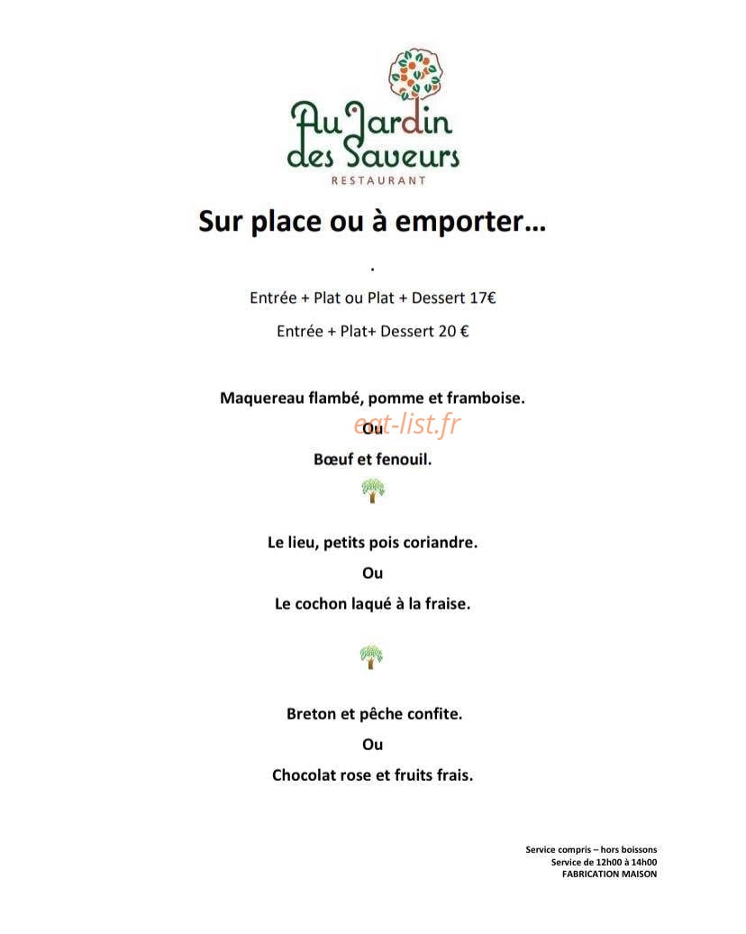 Au Jardin des Saveurs — carte page 1