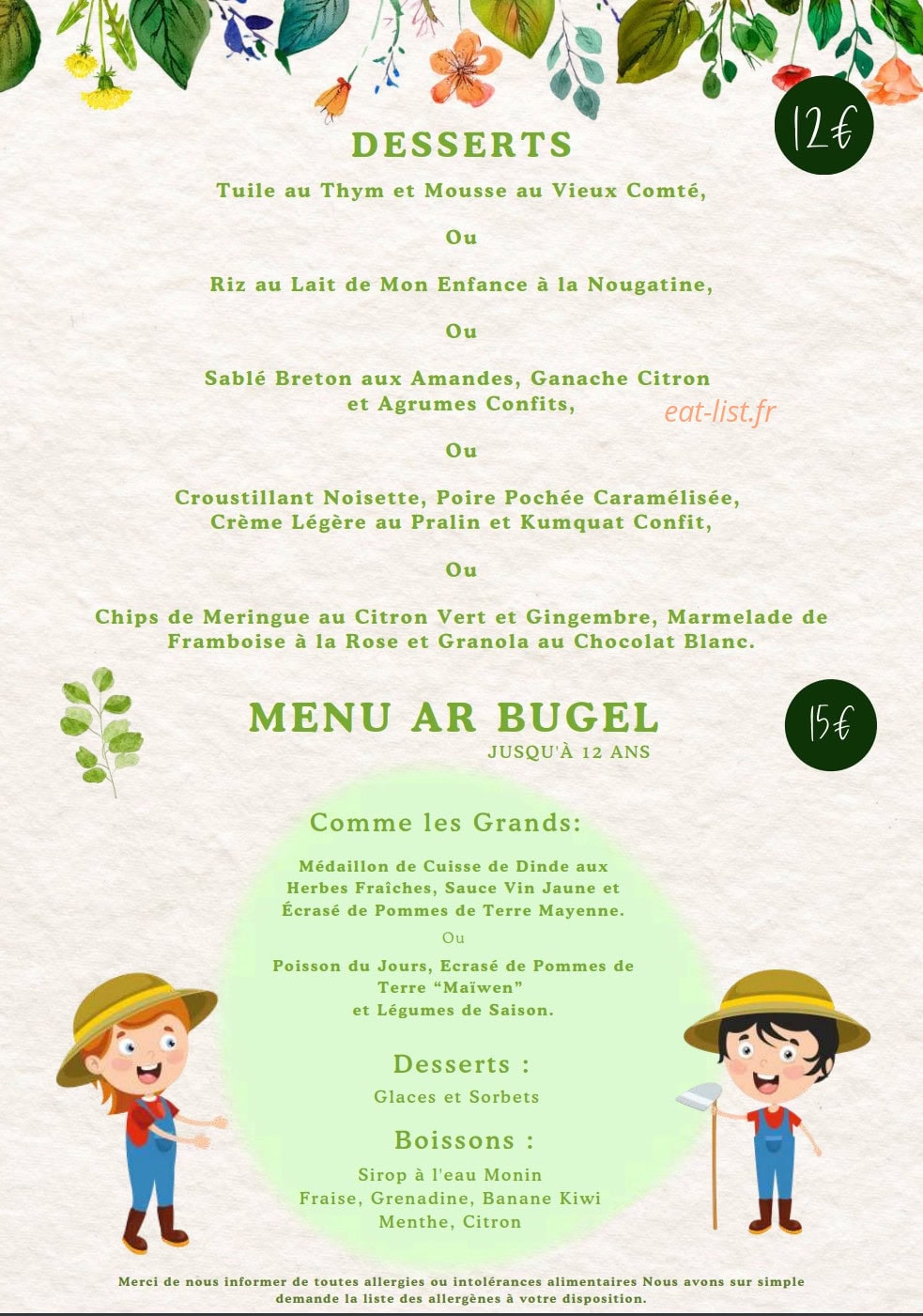 La Table des Jardins — carte page 6