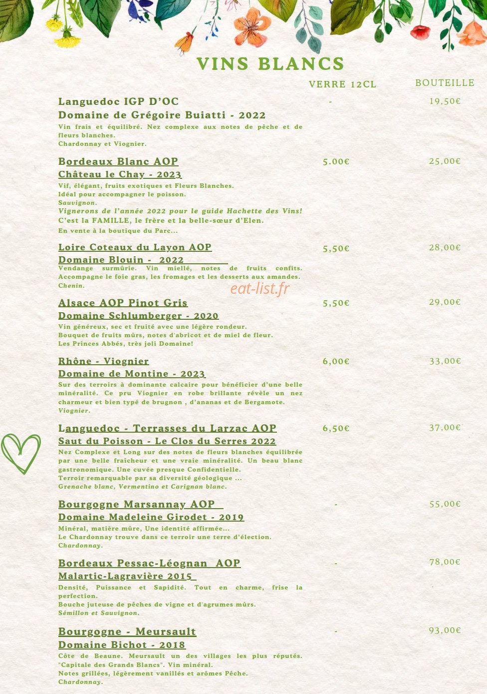 La Table des Jardins — carte page 11