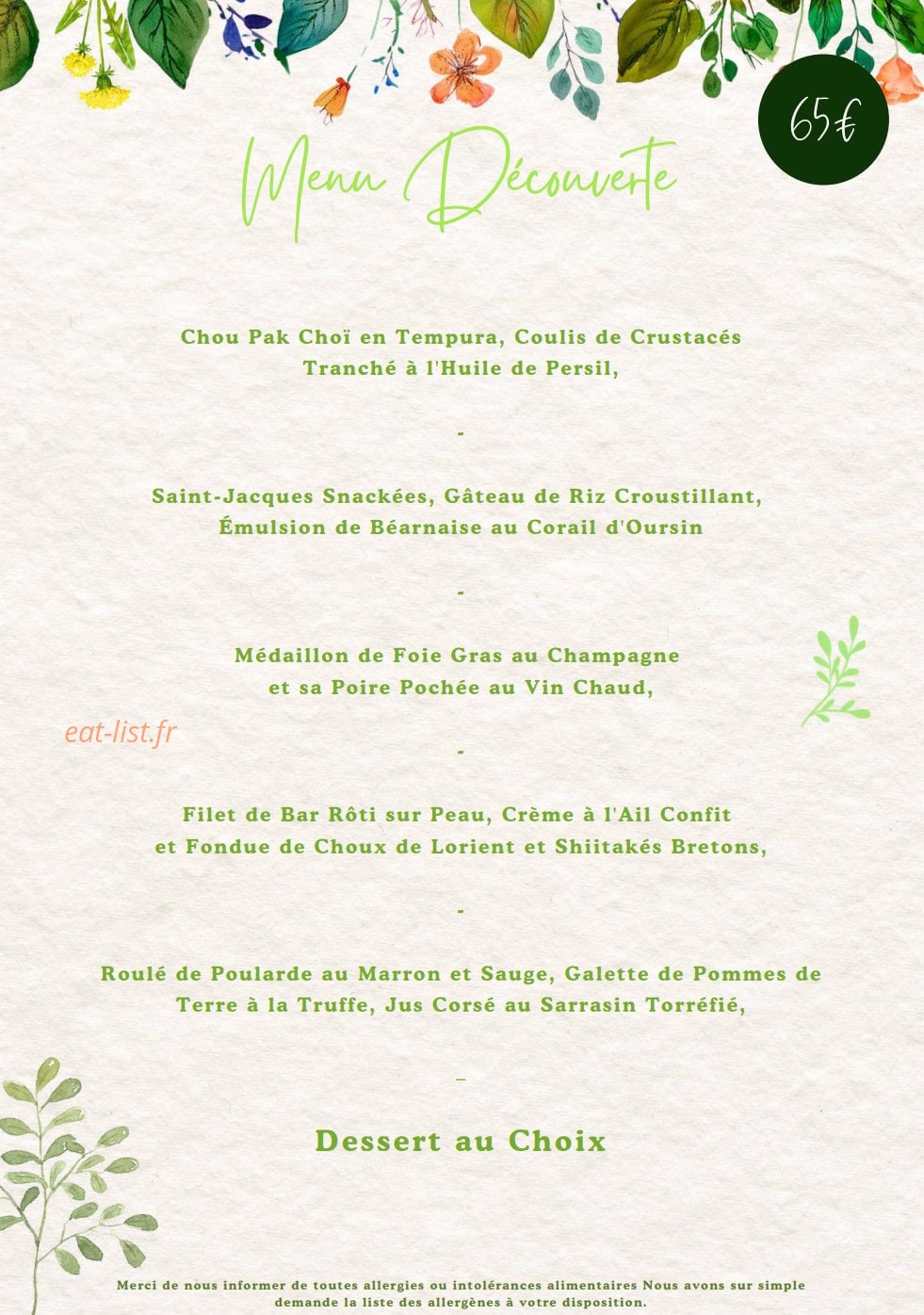 La Table des Jardins — carte page 3