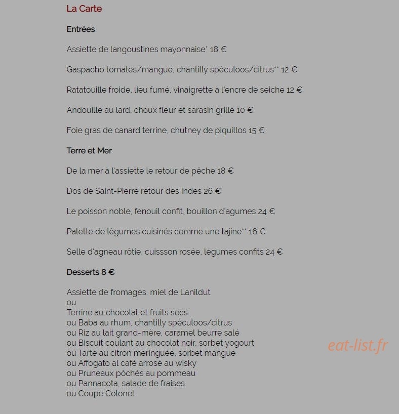 Auberge Bel air — carte page 3