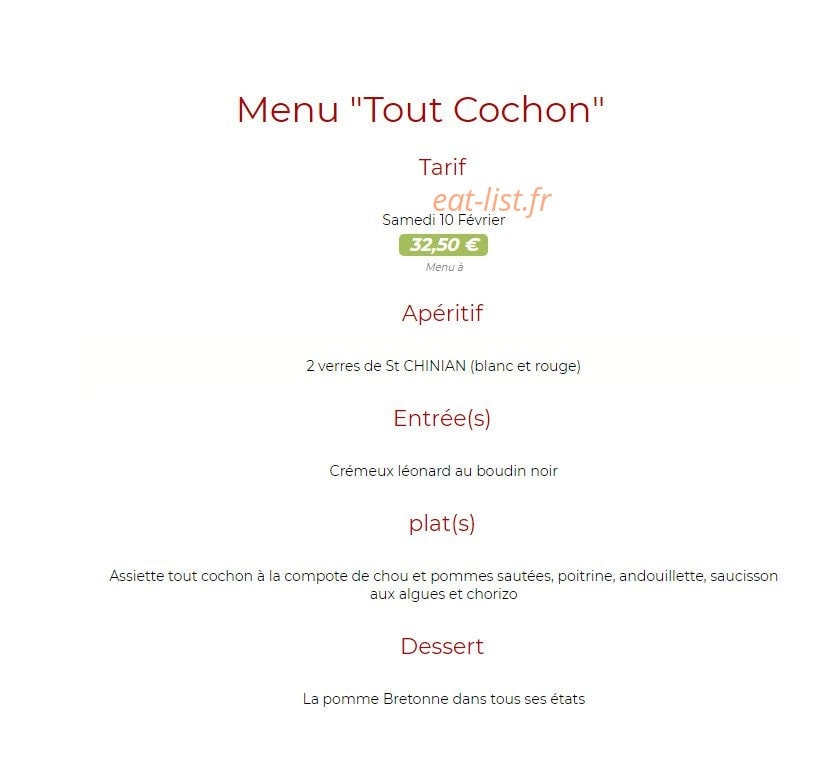 Auberge du vieux puits — carte page 2