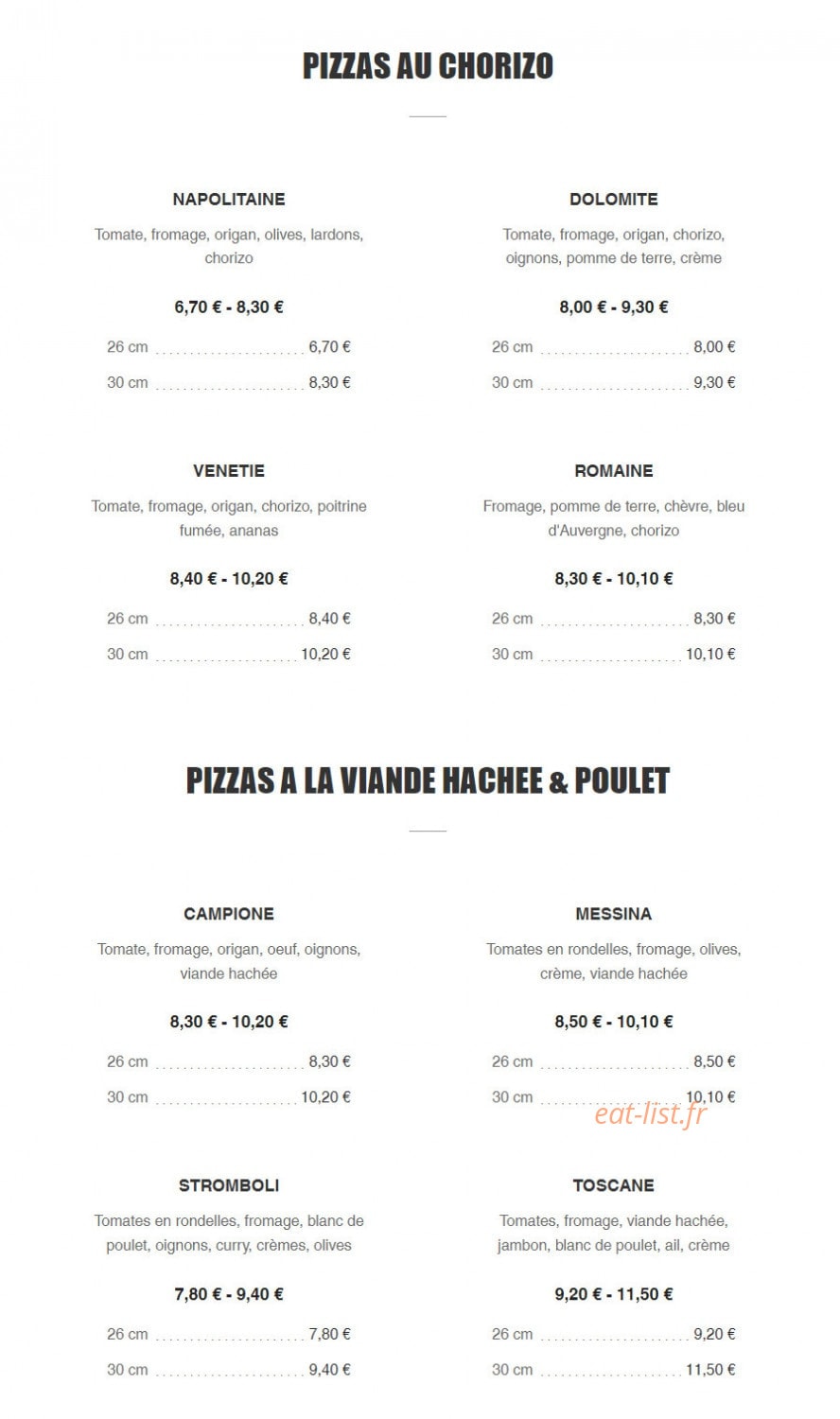 La Calabrese — carte page 2