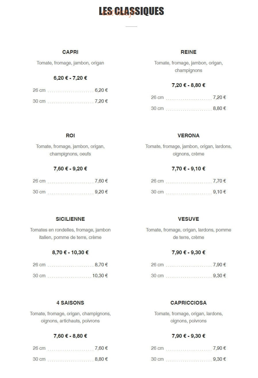 La Calabrese — carte page 1
