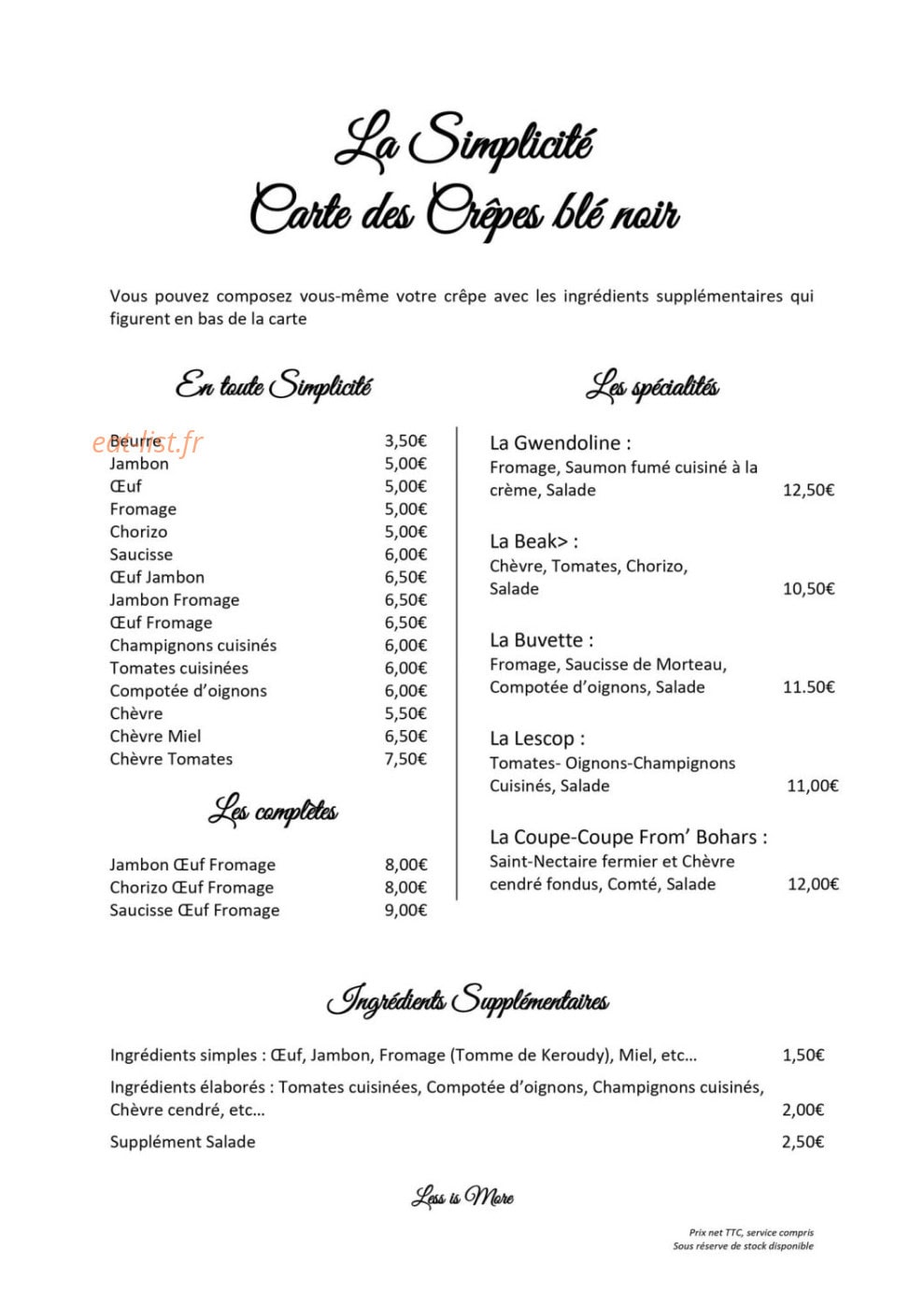 La Simplicité — carte page 1