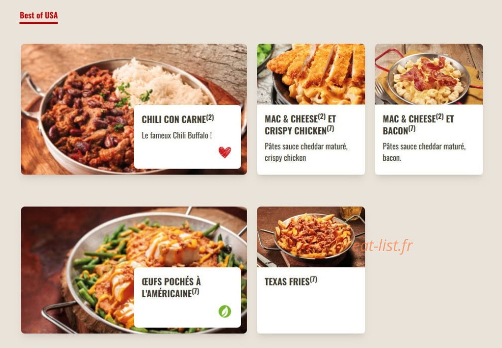 Buffalo Grill — carte page 13