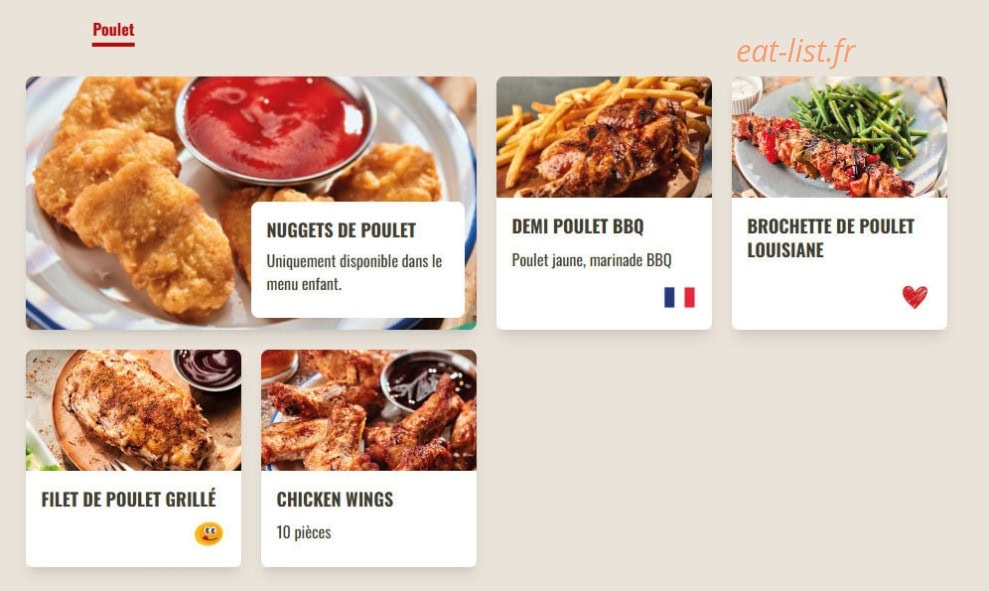 Buffalo Grill — carte page 10