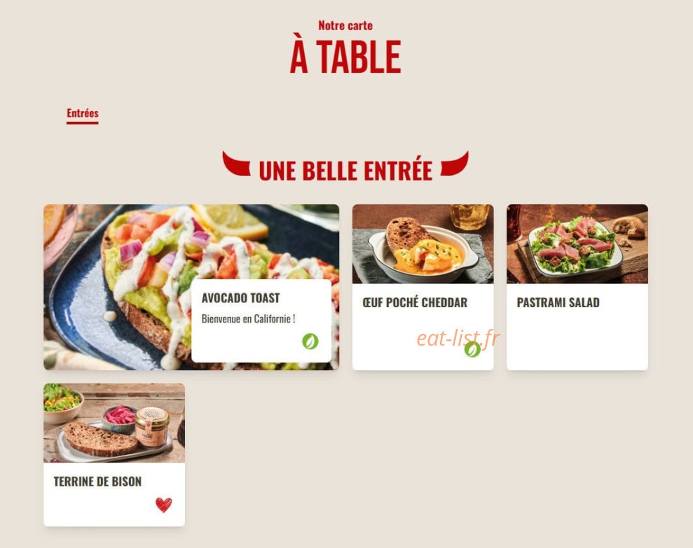 Buffalo Grill — carte page 1