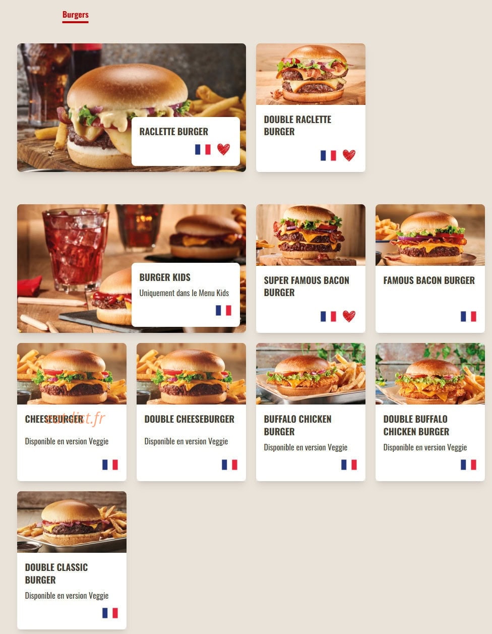 Buffalo Grill — carte page 7