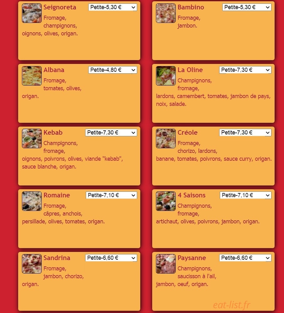 Lucky Pizza — carte page 2