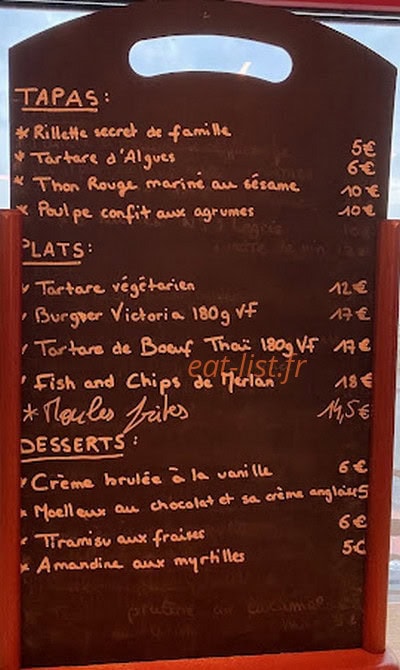 Carte et menu de Glenn Café Portsall à Ploudalmezeau — La carte