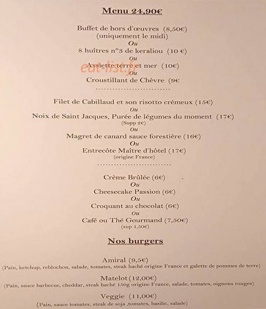 L'Abri Côtier — carte page 1