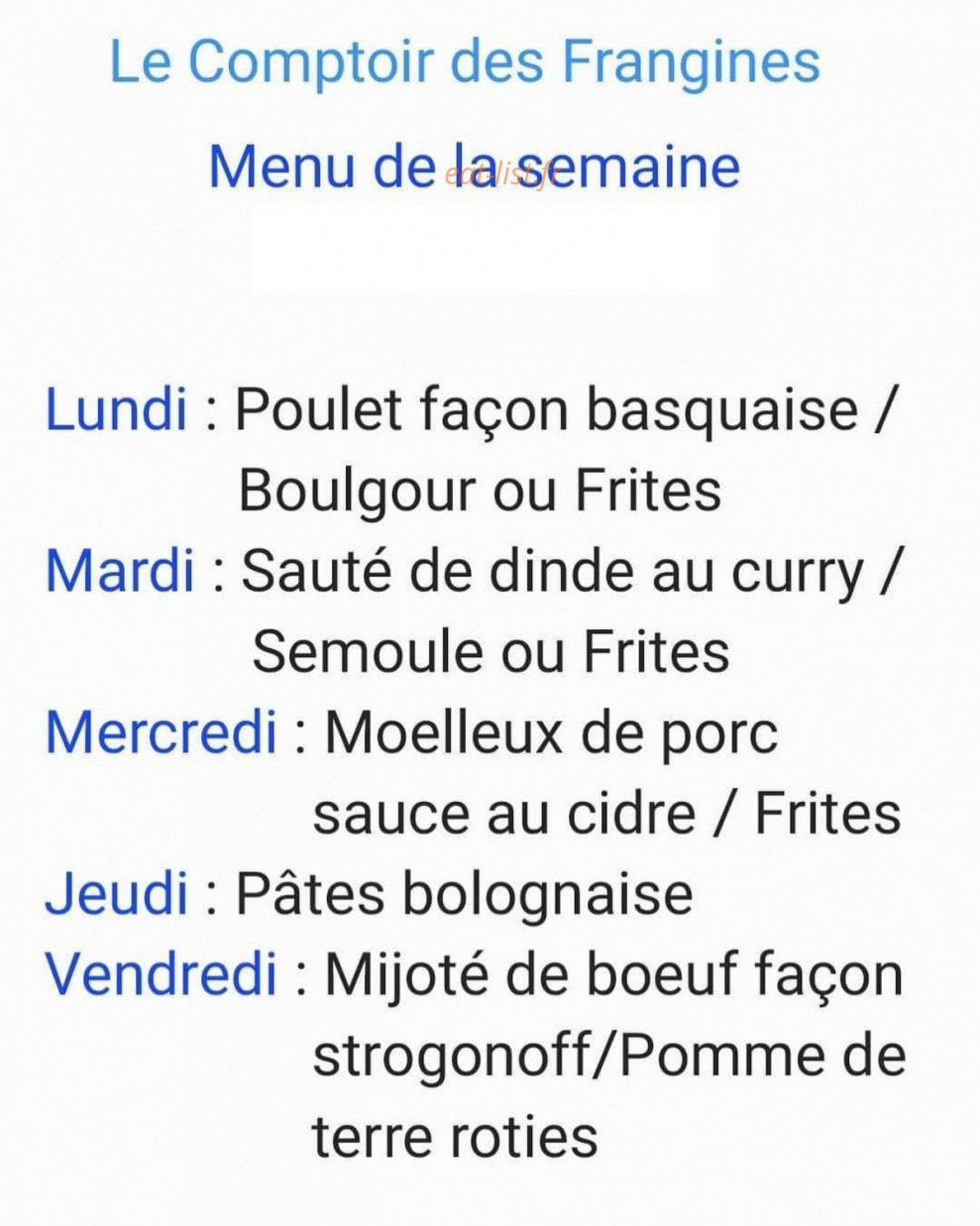Le Comptoir des Frangines — carte page 1